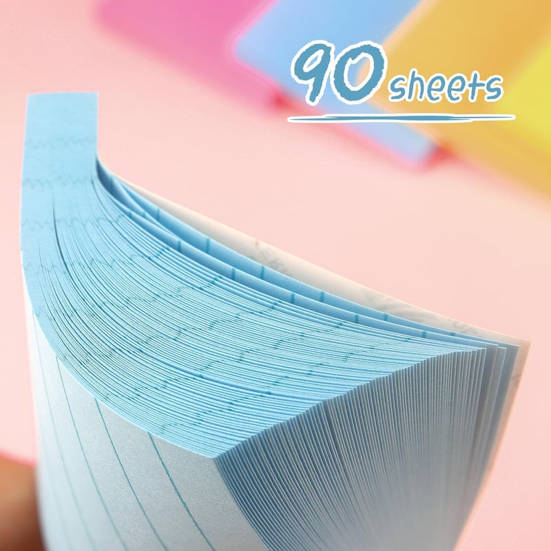 Eastern Wolf Lined Sticky Notes 3x3 Sticky Notes with Lines Self-Stick Notes Bright Color 4 Pads 90 Sheets/Pad (Light Blue) - Image 5